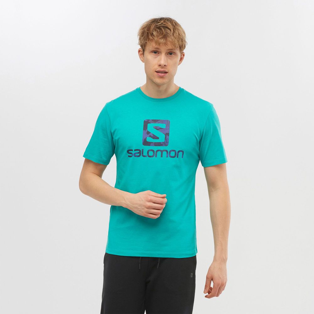 T-Shirts Salomon Homme Menthe - Salomon OUTLIFE LOGO - France (5368-JNFCP)